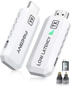 Wireless HDMI Transmitter and Receiver 4K Decode 1080P Output Ultra Low Latency, Plug&Play 2.4G/5G Portable Extender, 165FT HD Display Adapter for TV 