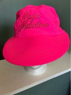 Vintage Six Flags Magic Mountain Roller Coaster Cap Neon 80s 90s Adjustable Vtg