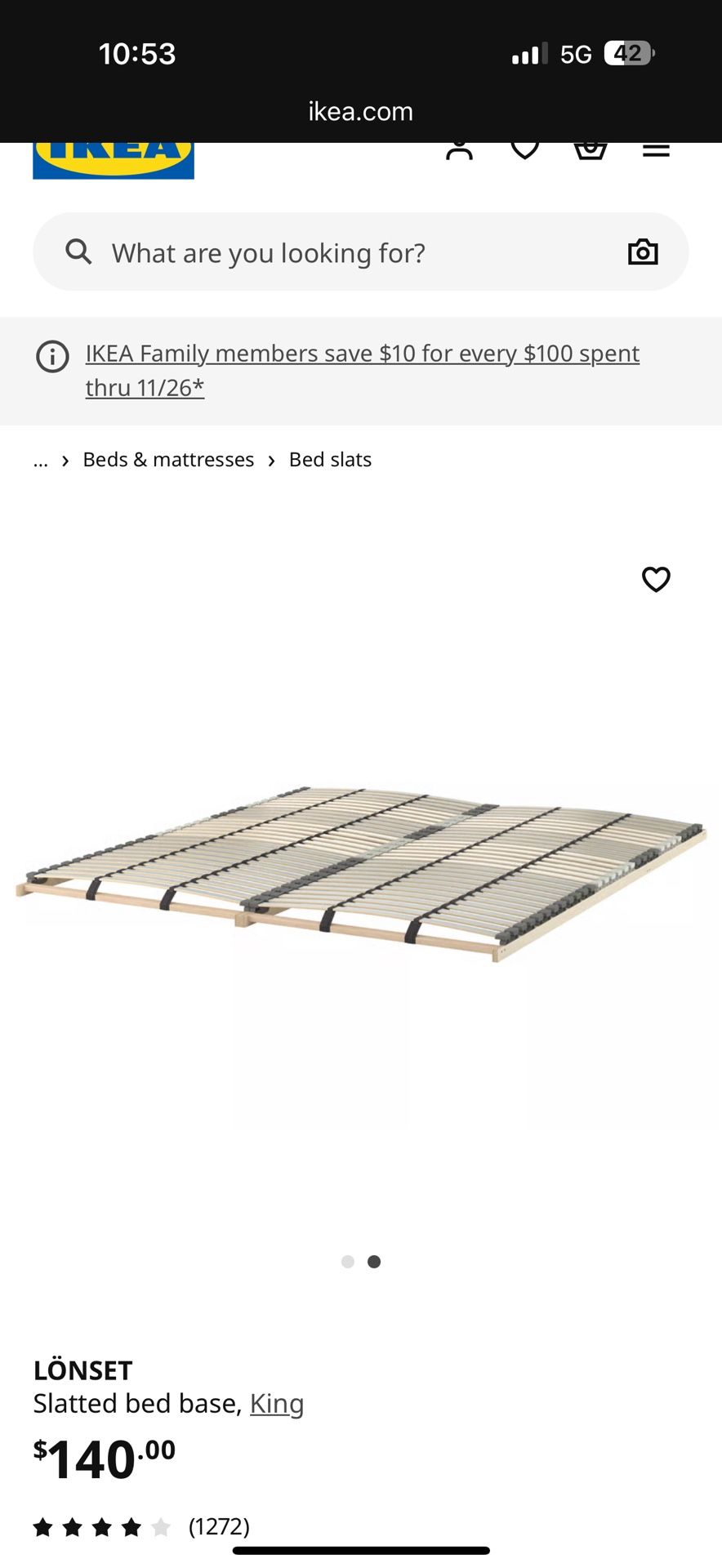 KING slatted Bed Frame/base/foundation