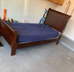 Vintage cherry sleigh twin bed frame
