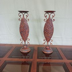 Matching Metal Candle Holders 17" High.
