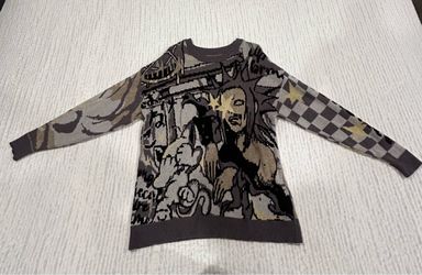 ANDREILEE FULL PRINTED PATTERN GRADIENT KNITTED SWEATER