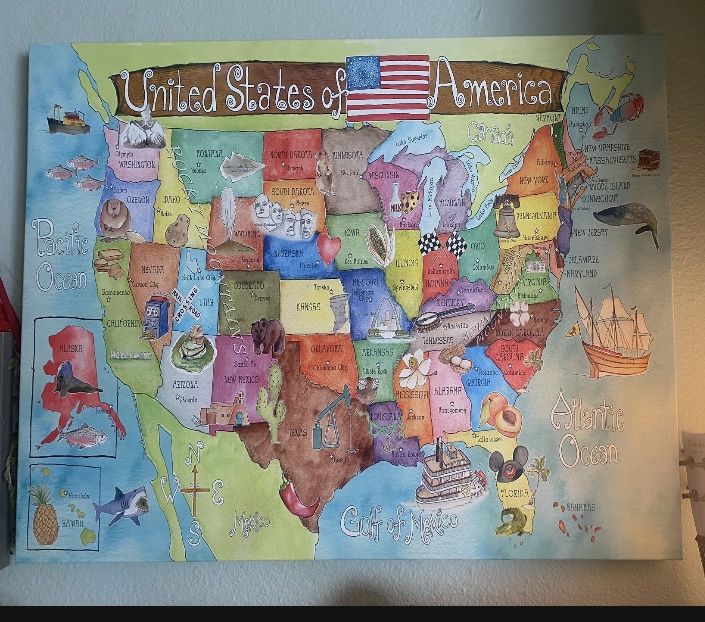 NEW 50 States Canvas Wall Art