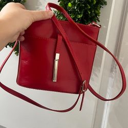 Red vintage purse crossbag leather made in Italy Vera Pelle small crossbody bag woman’s 