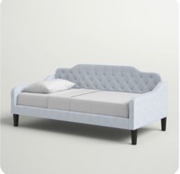 Pale Blue Upholstered Twin Daybed
