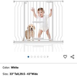 Extra Tall Baby Gate with Cat Door - Upgraded 29.5-43" Wide Child Gate with Adjustment Pet Door, Auto Close Easy Walk Thru Baby Gate, Wall Mounted Gat