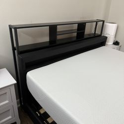 Full Size Headboard With LED Lights And Charging Ports 