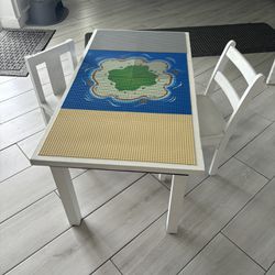 Lego/chalkboard Kids Table And 2 Chairs