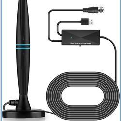TV Antenna Indoor, Antenna for Smart TV, Support 4K 1080p with Signal Booster for Local Channels, Long Range Reception - Cable Length 18ft