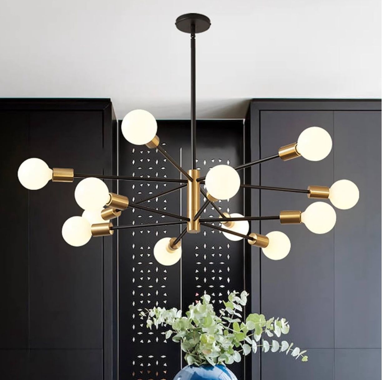 Gold And Black Farmhouse Chandelier 12 Bulb Socket