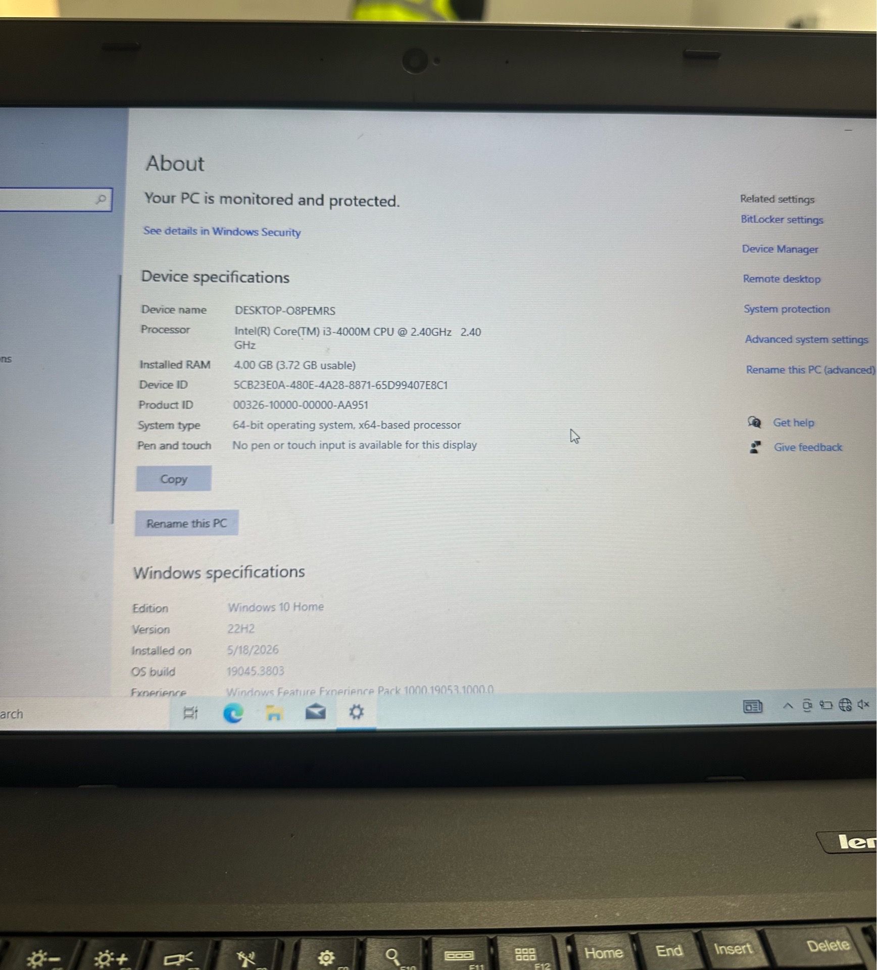 Lenovo ThinkPad L540 Laptop | Core i3 | 4GB RAM | 500GB SSD | Windows 10