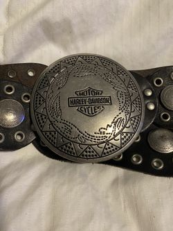 Harley Davidson Western Medallion Black Leather Belt