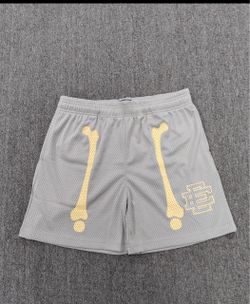 Gray EE Mesh Shorts with Bone Graphic