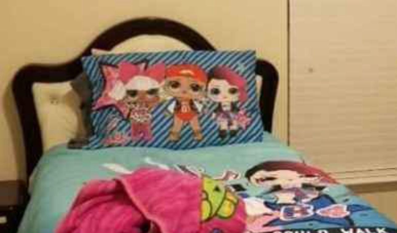 Twin Bed, Nightstand, And Dresser W/ Mirror