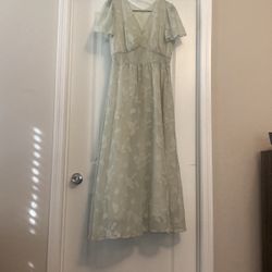 Light Green Floral Print Dress 