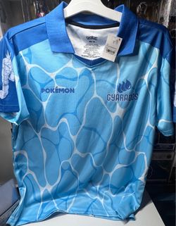 POKEMON Blue Polo Shirt TARGET Exclusive GYARADOS Jersey MEDIUM (M) NEW Soccer