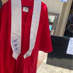 BHS red  graduation gown 
