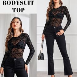 Women's Casual Transparent Long Sleeve Bodysuit