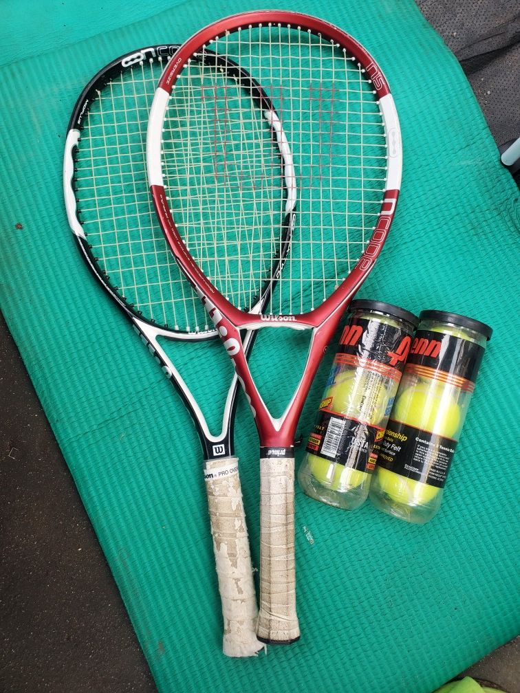 tennis rackets and balls $20