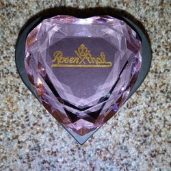 Rare Large Vintage Rosenthal Heart Solid Pink Crystal Signed Art Glass Paperweight with original box, excellent  gift. see our other great vintage jew