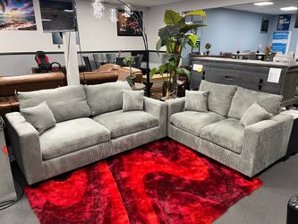 2PC Gray Sofa & Loveseat