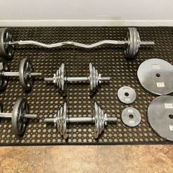CAP Chrome Weight Set With Dumbells Curl Bar Workout Bench Complete GYM for Sale in Oceanside NY OfferUp