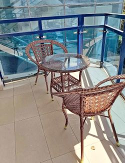 3-Piece Rattan Bistro Set   Perfect for Balconies & Patios