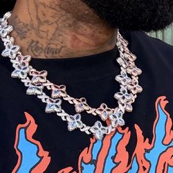 Silver Multi Color Clover Necklace 