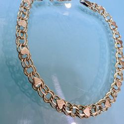 💎 Timeless 14k Yellow Gold Vintage Heart On Bracelet