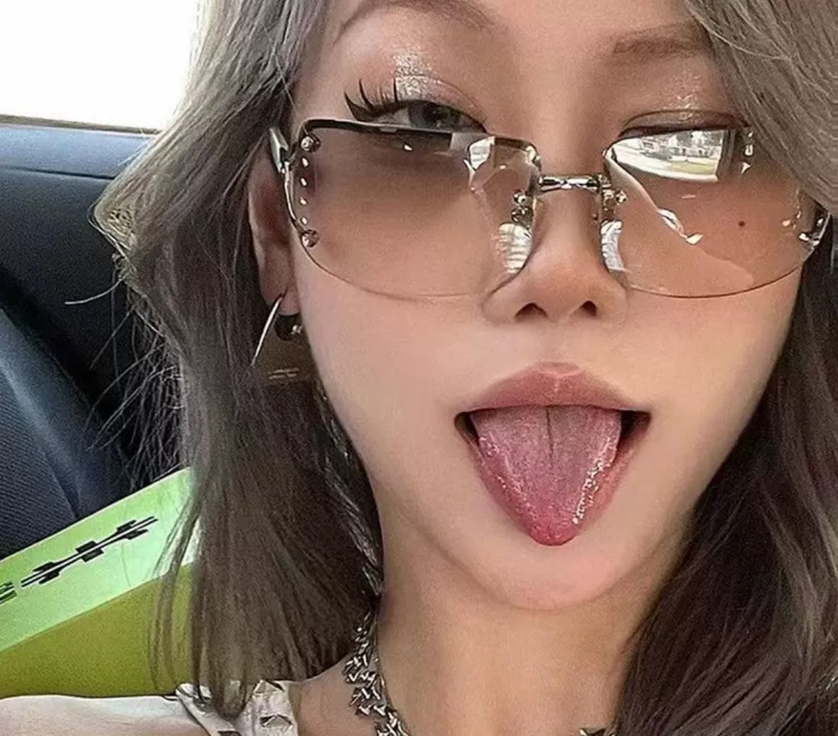 retro frameless square sunglasses