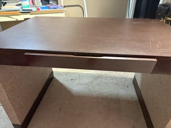 Unique Espresso Office Desk w/ Paisley Detail & Drawer