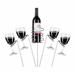 5-Piece Wine & Glass Stake Holder