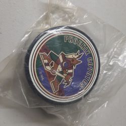 Vintage 1999 PHOENIX COYOTES Kachina NHL EXXON SPONSOR FOTOPUCK HOCKEY PUCK 
Mint sealed
$30
Pick up Mesa Higley and University 