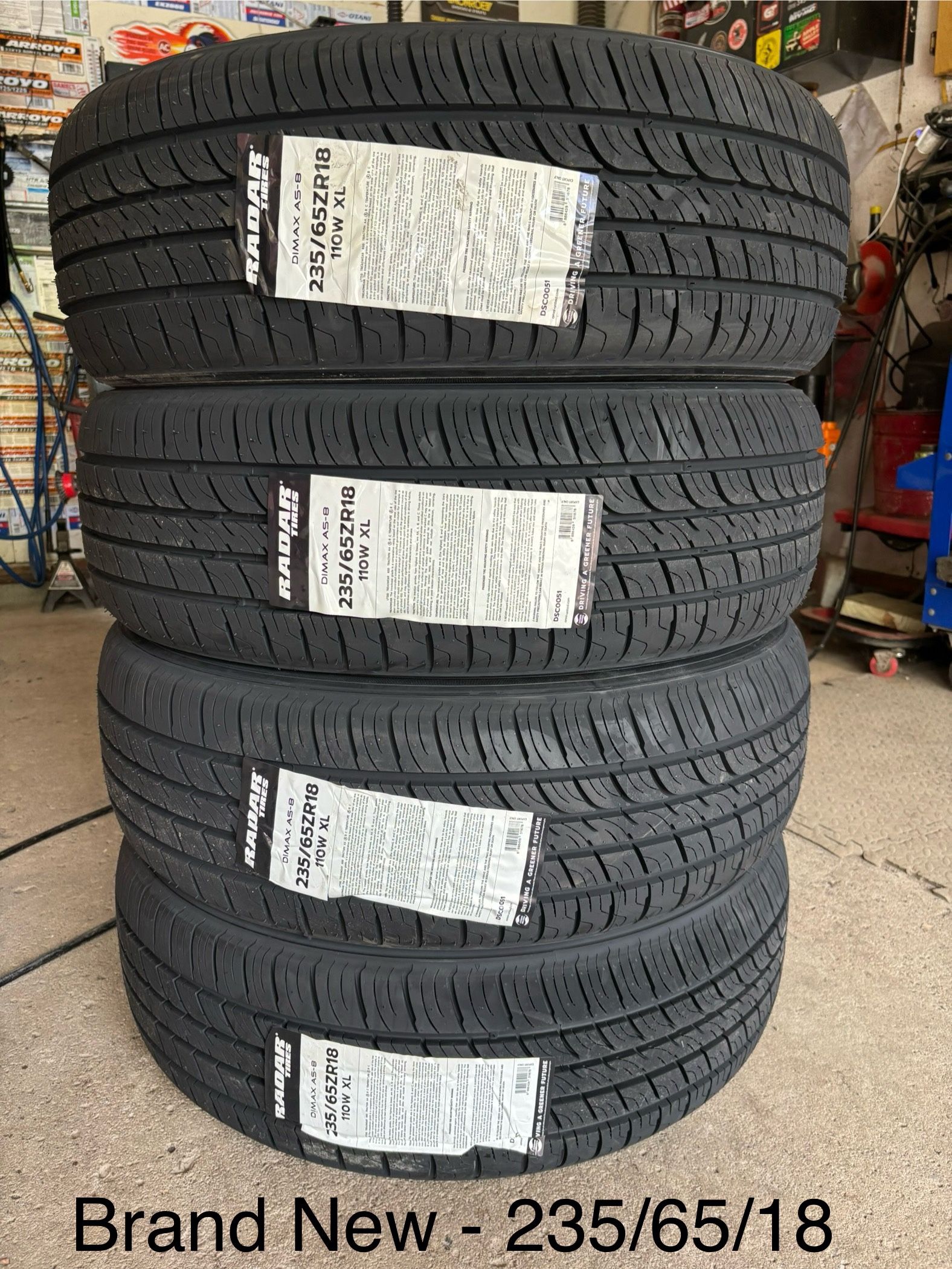 (4) - 235/65/18 Radar Dimax AS-8 Tires