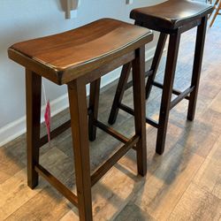 Coaster 29" Wooden Bar Stool in Dark Walnut (Set of 2)