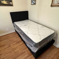 Brand  New Twin Bed Frame With Mattress And Box Spring For Only $299 🚨 Ready For Delivery 🚛