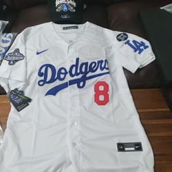 Los Angeles Dodgers number 8 Hernandez white jersey