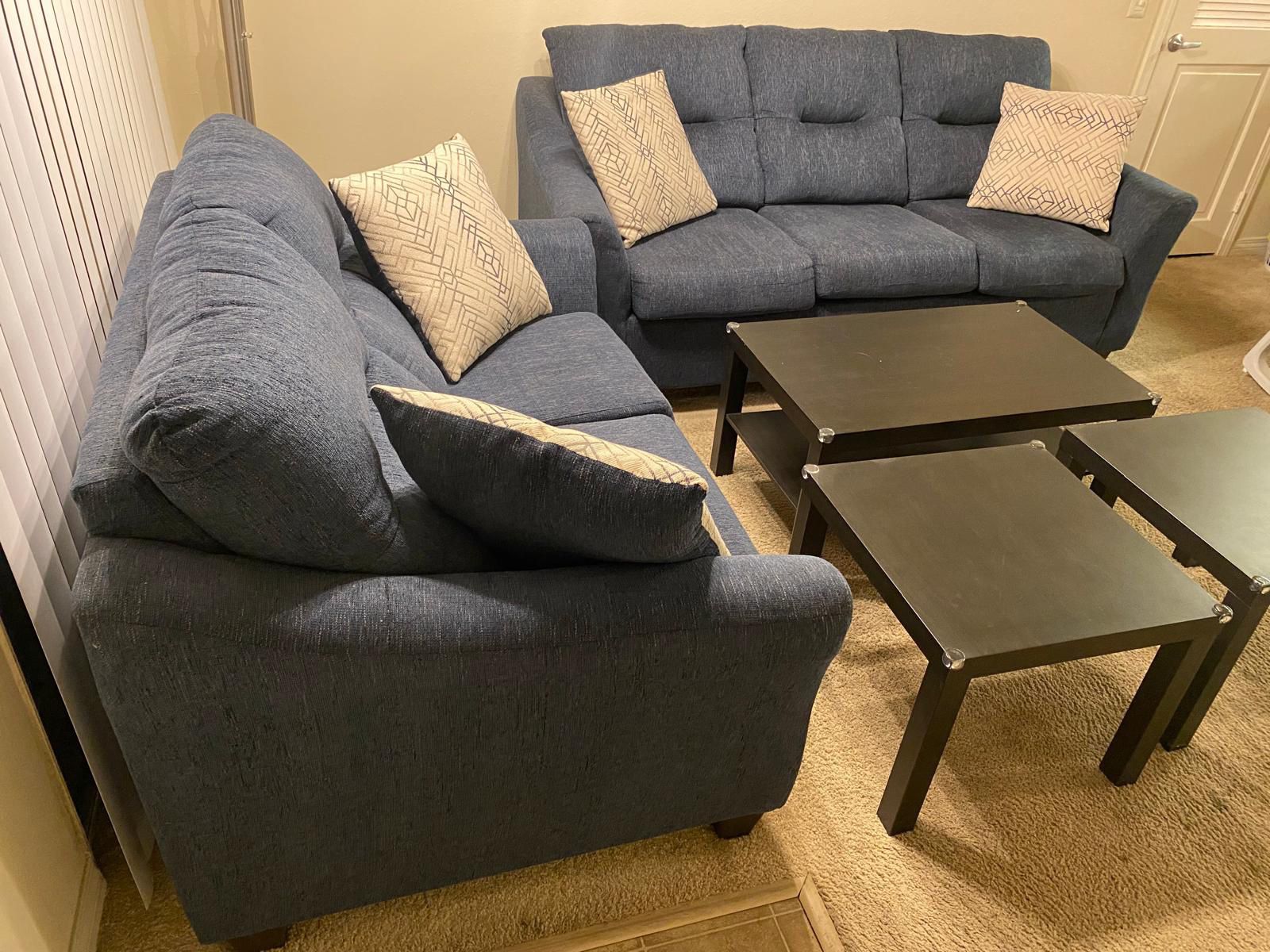 Sofa, Loveseat, Coffee table with Side Tables