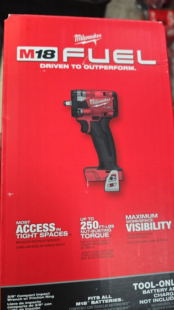 M18 FUEL GEN-3 18V Lithium- lon Brushless Cordless 3/8 in. Compact Impact Wrench with Friction Ring (Tool-Only)