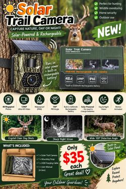 NEW Solar Trail Camera 48MP 1296P HD