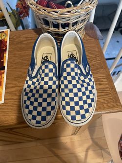 Royal Blue and White Checker Vans. Size 4.5. $7 Or Best Offer