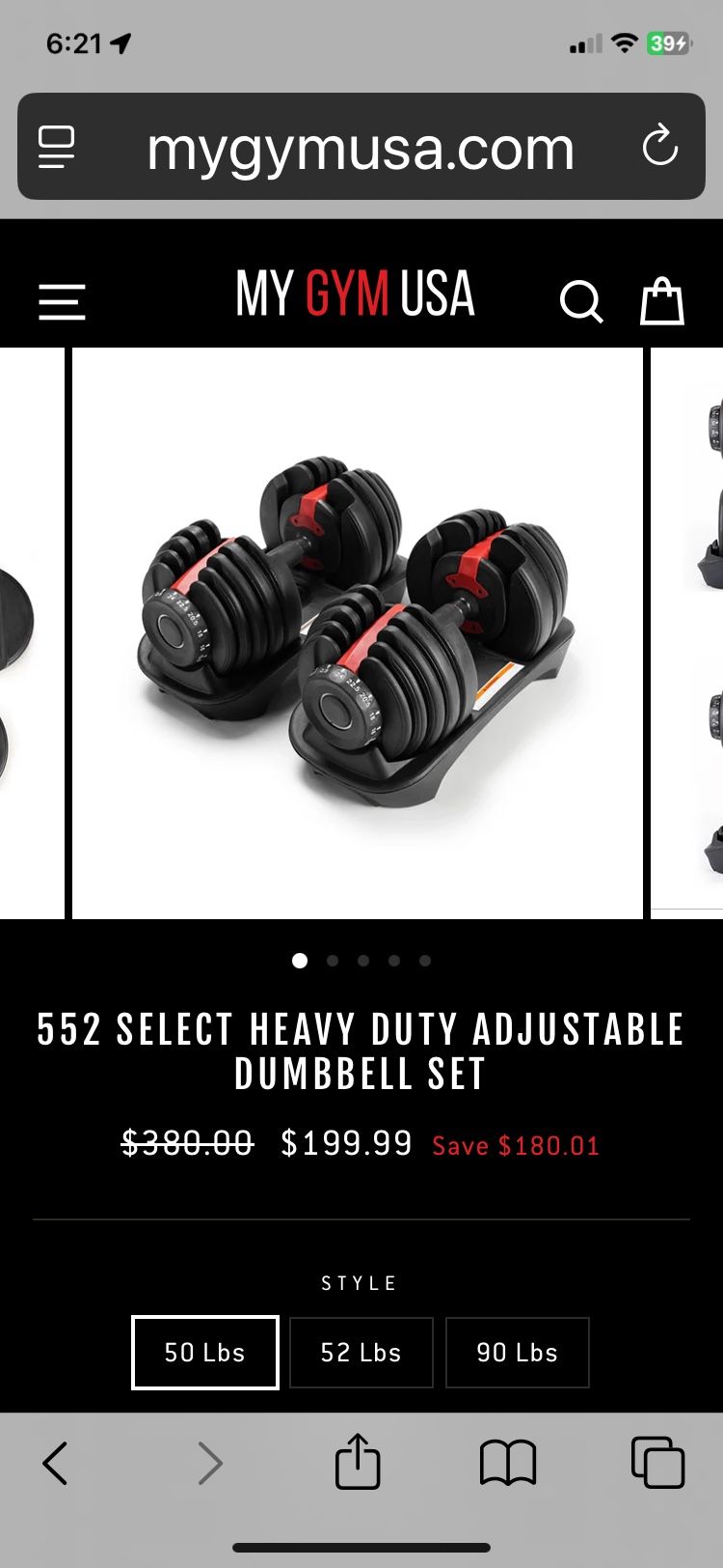2 Adjustable Dumbbells By BowFlex 552 SELECT HEAVY DUTY ADJUSTABLE DUMBBELL SET
