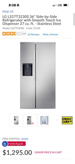LG LS27T3230S 36" Side-by-Side Refrigerator
