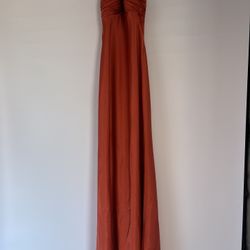 Orange Halter Prom Dress 