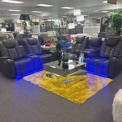 Holiday Deals👍Beautiful Grey Power Reclining Sofa&Loveseat 4x Recliners $1999