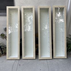 4 Vintage IKEA Bertby Display Cabinets White Glass Shelves Wood Door