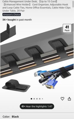 Under Desk Cable Management Organizer 20 pairs