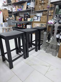 Black Wood Bar Stools Set of 3