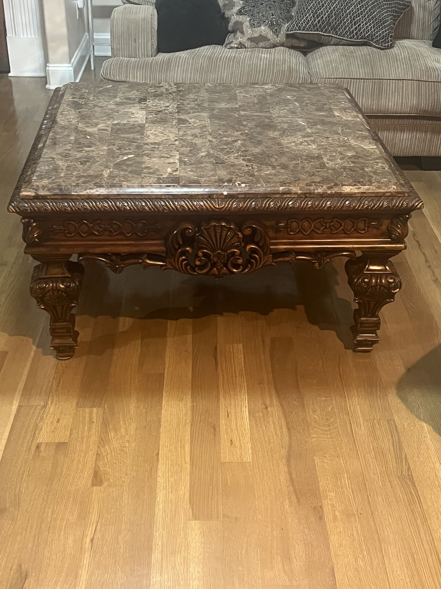 Elegant Marble Coffee Table – Solid Wood Base/PRICE DROP – MUST GO”