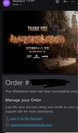Wasteland Saturday Tickets 1 or 2